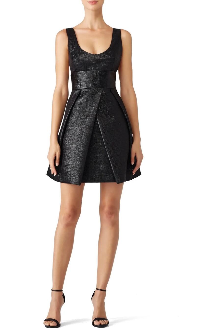 MILLY Women’s Whitney Black Lurex Jacquard Open Back Mini Dress
